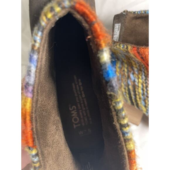 Toms Leila Chocolate Suede & Multicolor Yarn Bootie Mixed Textile Bootie Sz 7.5 - Picture 7 of 9